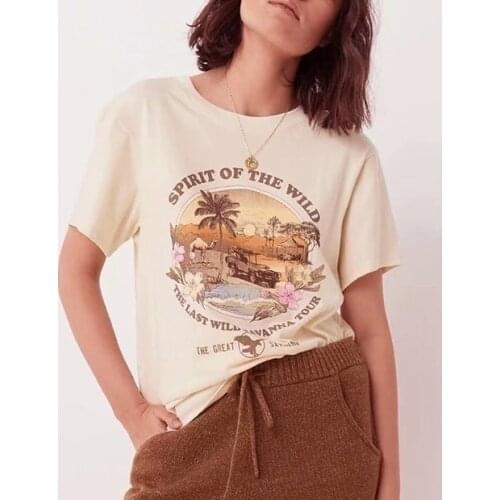 1pcs Wild Spirit Boho Print Women Cotton Tops T-shirts Retro Popular Chic Fashion Ladies Short Sleeve Tee T-shirt