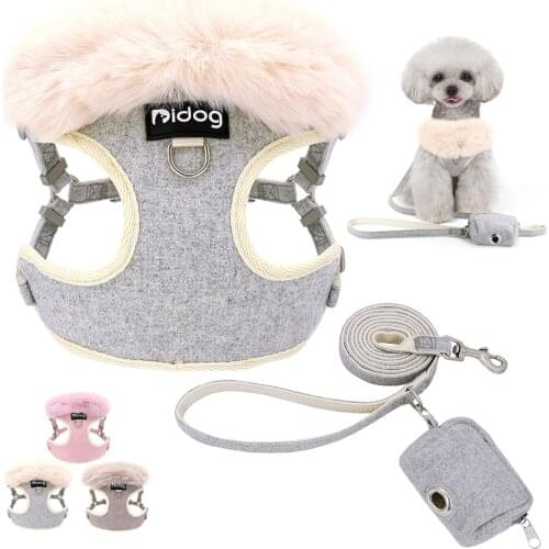 Soft Dog Harness Leash With Cute Bag Pet Puppy Cat Warm Mesh Vest Harness Walking Strap Adjustable For Small Medium Large Dogs