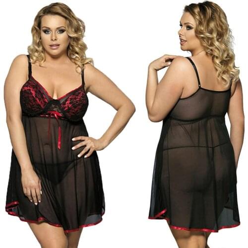 Plus Size Lingerie Sexy Hot Erotic Underwear Women Lace Transparent Porn Sleepwear Deep V Hot Erotic Lingerie