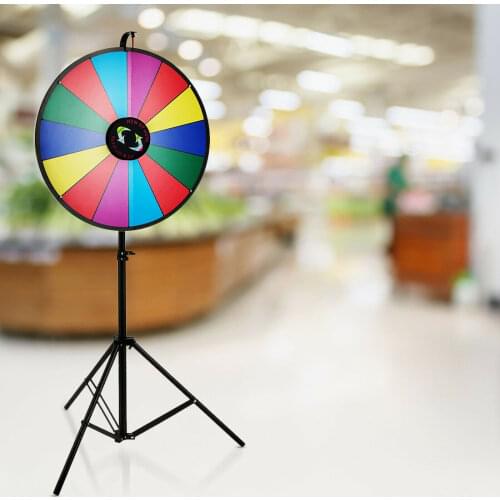 24" Color Prize Wheel Fortune w Folding Tripod Floor Stand Carnival Spinnig Game