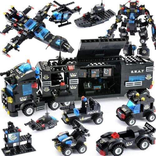 534-825+PCS New Classic Blocks City Police Series Building Blocks With Figures Police SWAT Station DIY Bricks Toys For Children