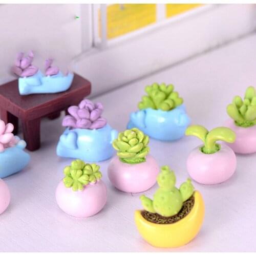 8PCS Cactus Bonsai Flower Desert Succulent Cereus Plant Small Statue Figurine Little Crafts DIY Miniatures Ornament