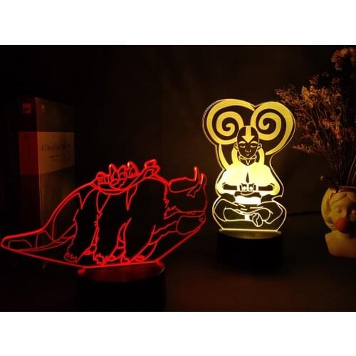 Anime Avatar The Last Airbender Figurines Appa Aang Upward lighting 3D Illusion Nightlight Kids Otaku Bedroom Bedside Decoration