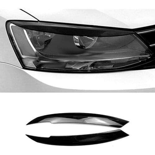 Car Headlights Eyebrow Eyelids Sticker for Volkswagen Jetta MK6 Car Black