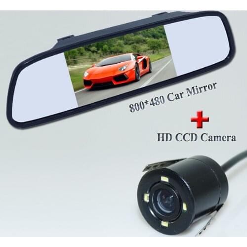 Free Shipping 2in1 5'' Car mirror monitor LCD + Auto parking System for All models of cars HD CCD Car Rear View Camera