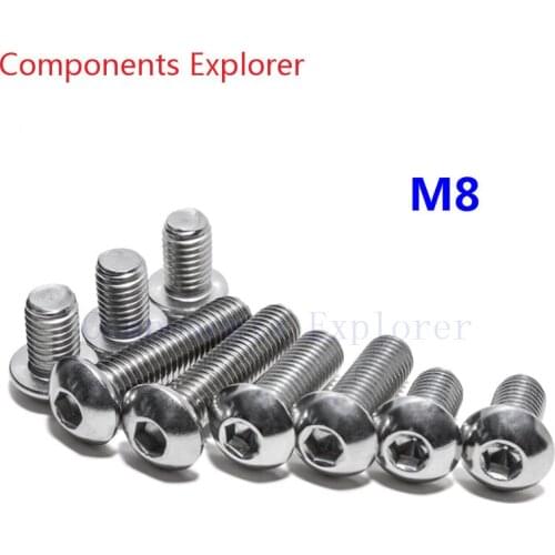 304# M8 Stainless steel button head bolts M8*12/16/20/25/30/35/40/45/50/60mm