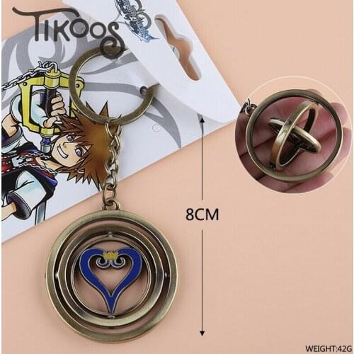 4kinds Anime Kingdom Hearts Sora Roxas turn metal pendant alloy fahion key chain keyring