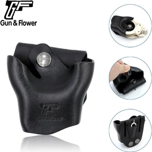 Gun&Flower Open Top Handcuff Case Quick Release Cuff Holder with Key Pouch for Duty Belt