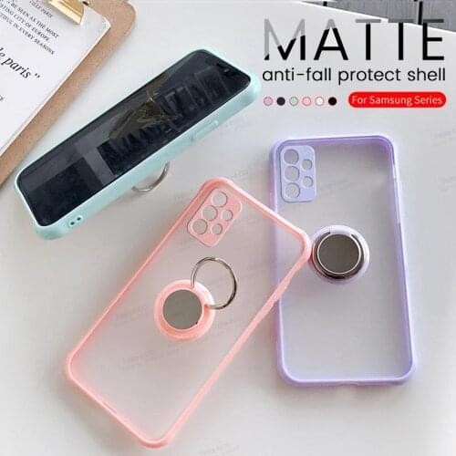 Matte Back Case For Samsung Galaxy A52 A72 A32 A42 A12 Samung A 32 52 72 Camera Shockproof Ring Stand Colorful Frame Cover Coque