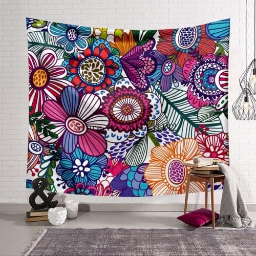 Color Abstract Flowers and Plants Geometric Digital Printing Blanket Scene Decoration Background Wall Decorative Hanging Cloth