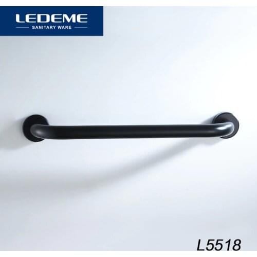 LEDEME Single Towel Bars Bathroom Towel Rack Towel Holder Solid Brass Matte Black Finish Bathroom Accessories Bar 40cm L5518
