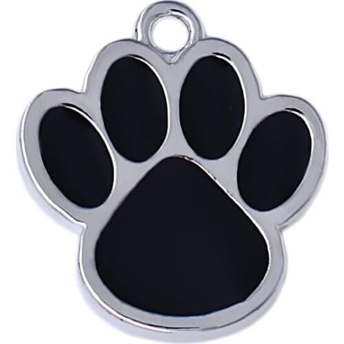 Hot black enamel craft metal paw print charm FIT DIY pet jewelry making customizable