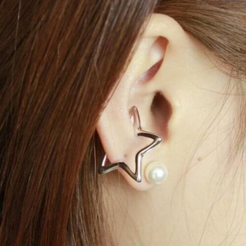 Hfarich Hollow Out Punk Earings Star Ear Cuff Ear Clips Earrings for Women Fashion Jewelry Brincos