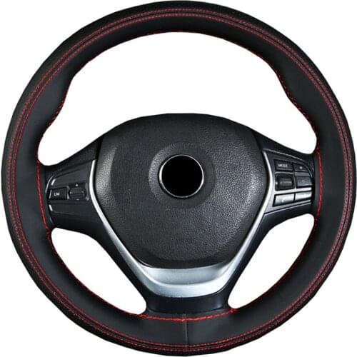 HKOADE Universal 38cm Diameter Car Steering Wheel Cover Artificial Leather Braid Design With Needle And Thread Interior Kits