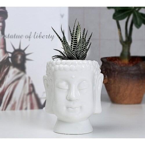 Creative Ceramic Zen Garden Buddha Statue Flower Pots Home Decoration Green Plants Bonsai Pot Vase Desktop Succulent Planter Pot
