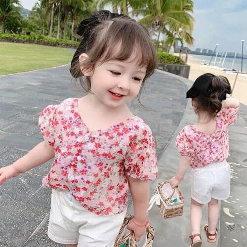 Girls' wear new flowers in summer 2020 Korean casual short-sleeved childrens shirts and baby girls' shirts girl shirts