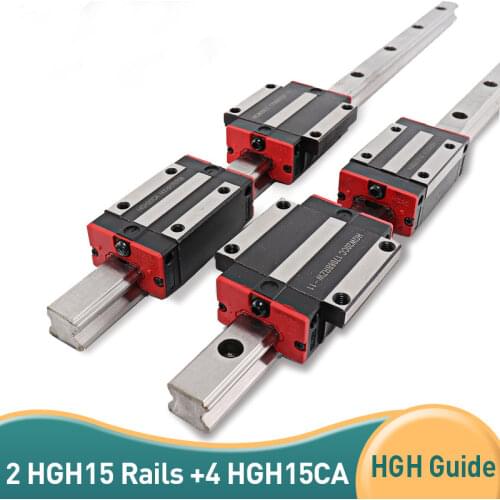 2PCS HGH15 linear guide rail + 4 pcs slide bearing block HGH15CA flang HGW15CC for Ball screw motor guide rail components