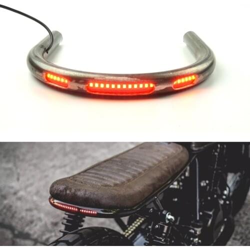 LOCHOSHI Modified Universal Cafe Racer Seat Frame Hoop Brat Style Loop with LED Brake Turn Singal Light for Honda CB Yamaha XS