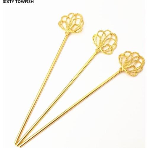 10 Pieces/lot 24mX136mm Silver/Gold color Metal Vintage Hair Stick For Jewelry Making Handmade Headwear DIY Accessories