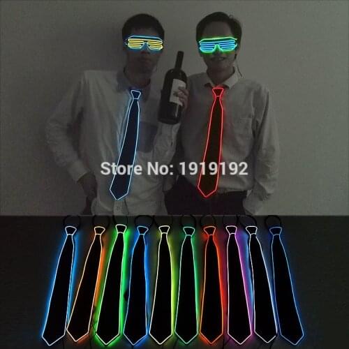 Hiphop Clubs Fashion Glowing Pink Color Flashing EL Wire DJs,Tie for party ,bar,club By 3V flashing or Sound Active driver