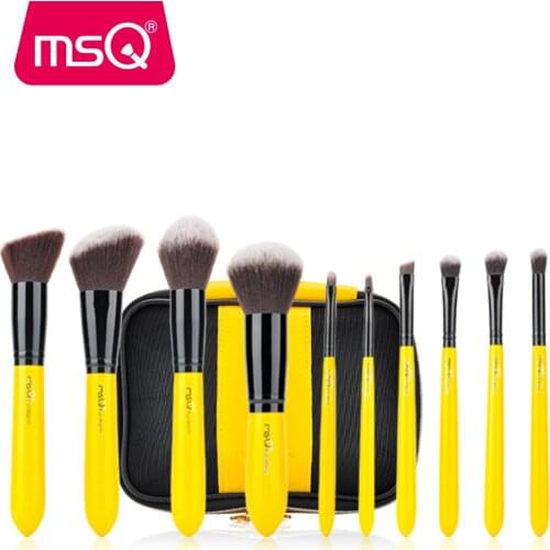 MSQ 10pcs Pro Makeup Brushes Set Face Basic Brush Blending Eyeshadow Lip Make Up Brushes Kit Soft Synthetic Hair Cosmetics Tool