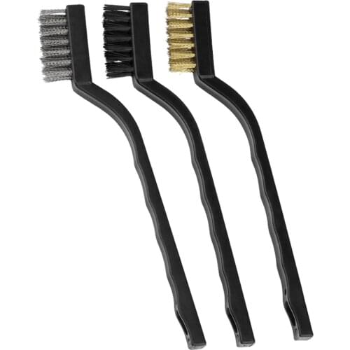3 Pcs Mini Wire Detailing Brush Set Wheel Brush Nylon Brass Stainless Steel Metal Detail Brush For Car Cleaning & Detailing