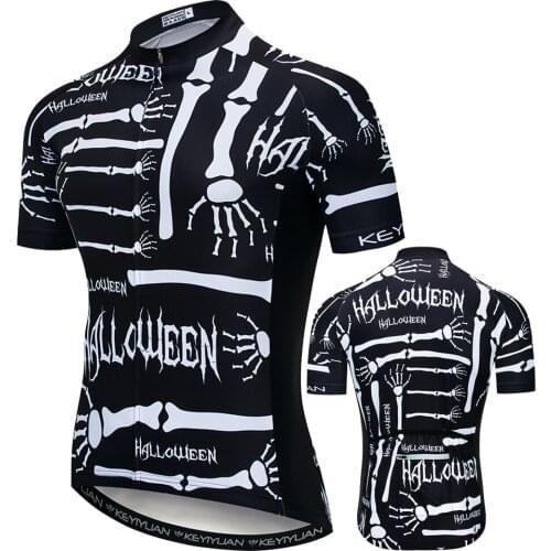 KEYIYUAN 2021 Summer New Professional Mens Skull Short Sleeved Cycling Jersey MTB Moletom Wielerkleding Blusas
