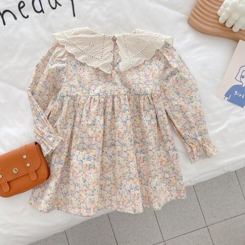 Girls' floral dress 2021 spring and autumn new baby Korean long sleeved princess skirt childrens dress