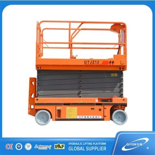 Qiyun CE ISO 6-14m 230-550kg Hydraulic Platform Aerial Work Mobile Self propelled Electric Automatic Scissor Lift Battery Power