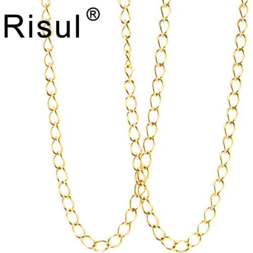 Sell IN 5 Meters Stainless steel gold Twist Rolo Women DIY necklace tail chain 2.5mm necklaces choker 0.5mm wire chain