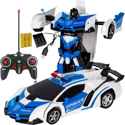 RC Car Transformation Robots Sports Vehicle Model Robots Toys Wireless Charging Cool Deformation Car With Battery Kids Toys