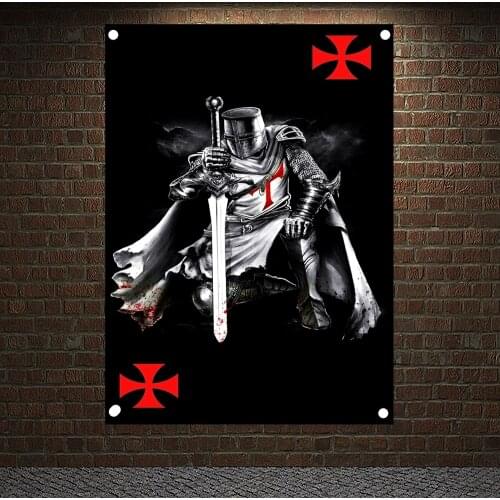 Warrior Knights Templar Art Retro Posters Tapestry HD Wallpapers Home Decor Vintage Crusader Banners Flag Wall Hanging Ornaments