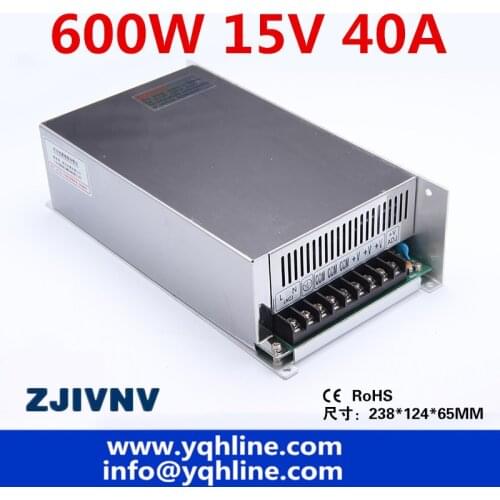 S-600-15 CE approved high quality ac to dc SMPS single output switching power supply 15V 40A 600W made in China