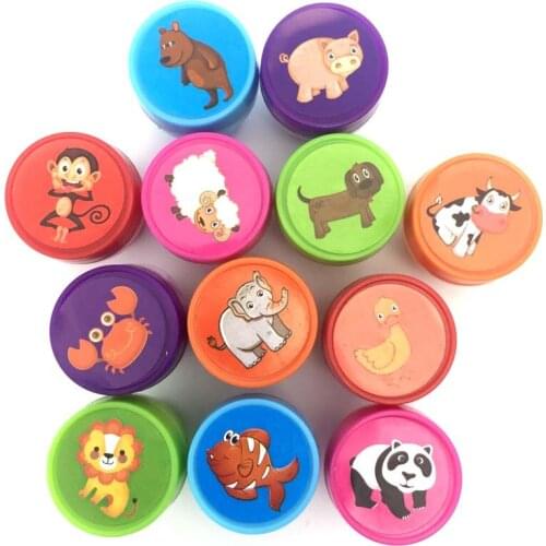 10/12PCS/Lot Kids Cartoon Animal Stamp Children Custom Plastic Rubber Self Inking Stamps Toys Christmas Gift Birthday Gift Favor