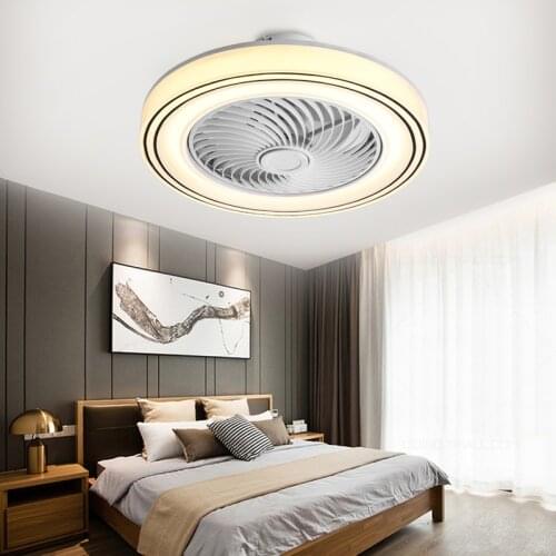 Modern led ceiling fan with mobile phone application and remote control mute 110V 220V living room Chandelier