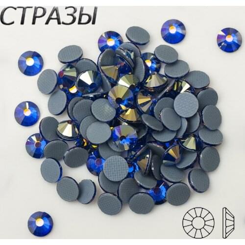 SS16 SS20 SS30 Strass Sapphire AB Hotfix Iron Flatback Crystal Adhesive Rhinestone For Clothes Hot Fix Strass Glass Stones