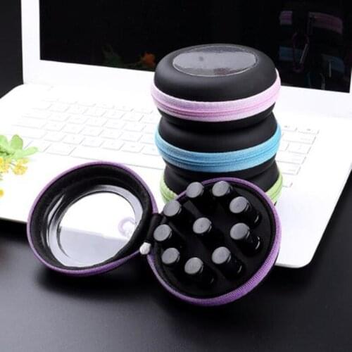 Essential Oil Storage Bag 10 Compartments Round Burger Essential Oil Case Organizer 2.5ml Bottle Portable Container F20174011