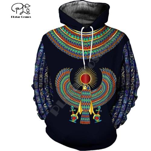 Men retro ancient egypt horus god print 3D native Hoodies women unisex vintage Sweatshirts zipper pullover tracksuit