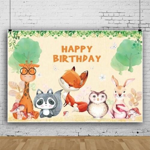 Cartoon Spring Forest Zoo Animal Party Background Child Birthday Table Decoration Photography Studio Photo Baby Vinyl Backdrop