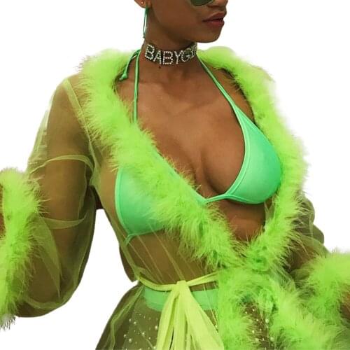 Women Sexy Solid Color Lace Mesh Long Sleeve Cardigan Women’ s Sleepwear Nightwear Dress