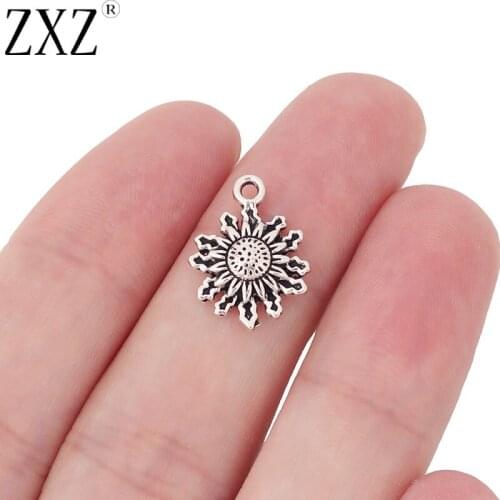 ZXZ 20pcs Tibetan Silver Sun Charms Pendants Beads for Necklace Bracelet Earring Jewelry Making Findings 13x17mm