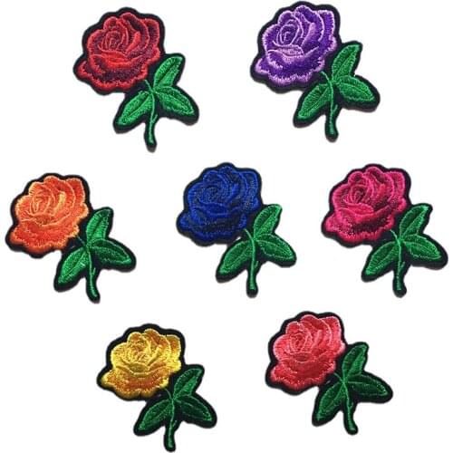 1 PCS Rose Flower Floral Iron on Patches Sewing Embroidered Applique for Jacket Clothes Stickers Badge DIY Apparel Accessories