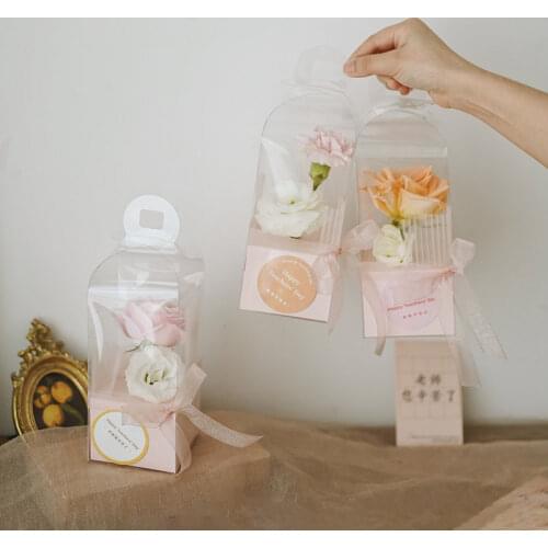 10Pcs Lighthouse Box Pvc Transparent Flower Box Folding Floral Arrangement Flower Packaging Gift Box Material Florist Supplies