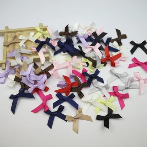 100Pcs Satin Ribbon Color Bows DIY Craft Supplie Christmas Party Decor Gift Packing Bowknots Sewing Headwear Materials Appliques