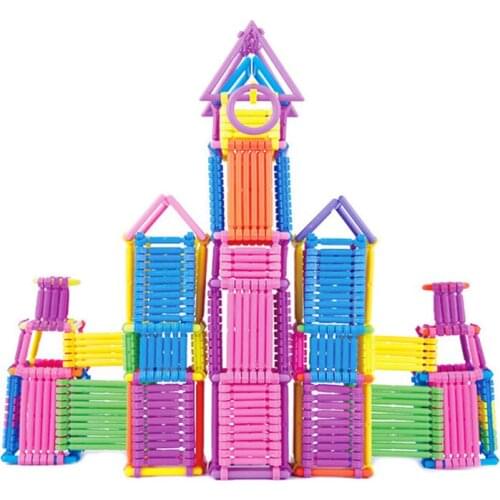 200Pcs/Set Kids DIY Assembled Building Blocks Safety Colorful Stick Blocks Cognition Puzzle Toys Baby Educational Toy Gift
