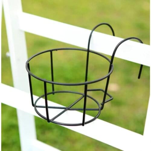 2019 New Hanging Plant Iron Racks Balcony Round Flower Pot Rack Railing Fence Outdoor dropship Garden Supplies