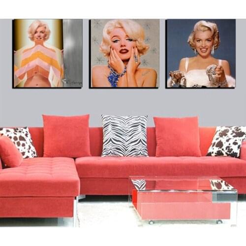 3 Pieces Wall Art Marilyn Monroe Figure Paintings For Wall Home Decor Vintage Stars Vintage Decorative Pictures Posters No Frame
