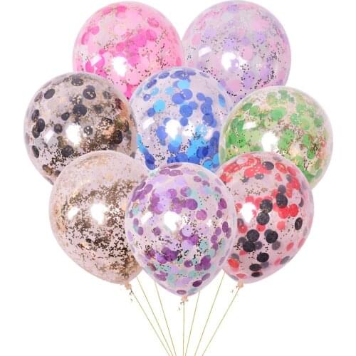 5pcs 12 inch Mixed Color Paper Confetti Balloons Kids Birthday Party Decoration Clear Latex Balloons Wedding Decoration Supplies