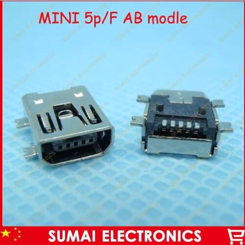 50pcs New copper Mini 5-pin USB Charger Connector Charging Port AB type