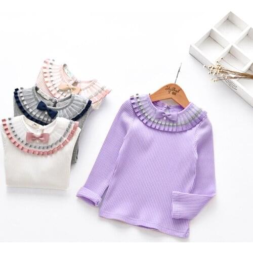 Childrens clothing female child top long-sleeve basic shirt 100% cotton baby basic shirt small child autumn t-shirt